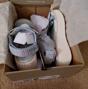 Dolce Vita Debra Platform Sandals Ivory Multi Nubuck Size 7.5